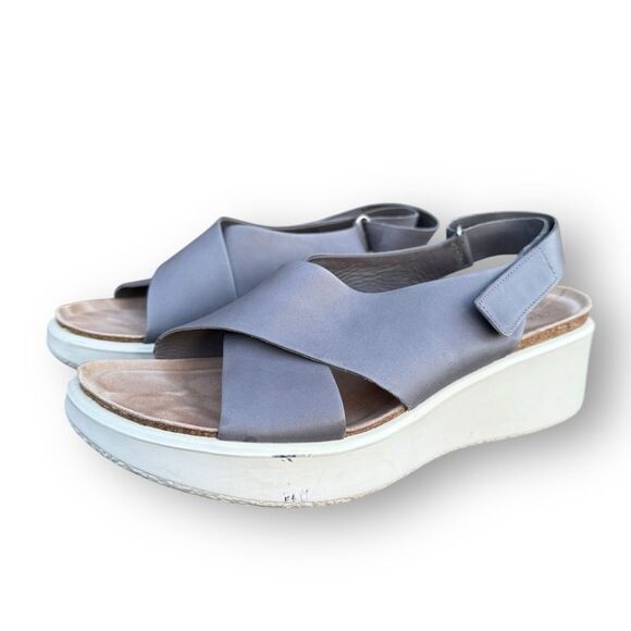 ECCO Corksphere Wedge Sandals Grey Comfort Walking Adjustable Women's size 10 - Picture 6 of 15